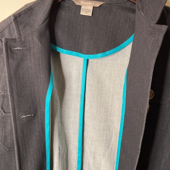 TANJAY Button Front 3/4 Sleeve Denim Jacket - Picture 10 of 13